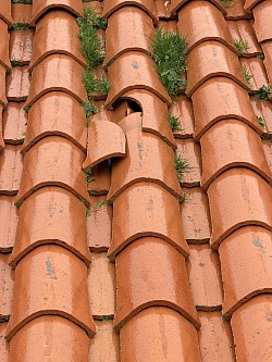 Recherche de fuite sur une toiture à Vertou après le déplacement de plusieurs tuiles. Intervention réalisée par Pister Rénovation.